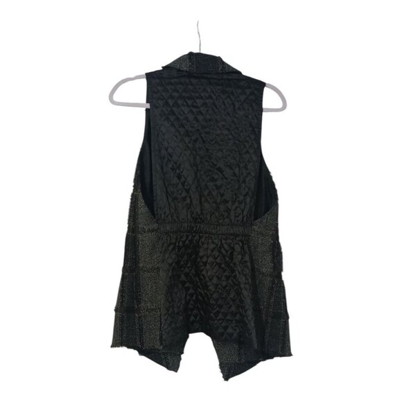 Nanette Lepore Open Front Plaid Shabby Chic Hobo Vest With Pockets Size 4 Gray - Picture 2 of 14